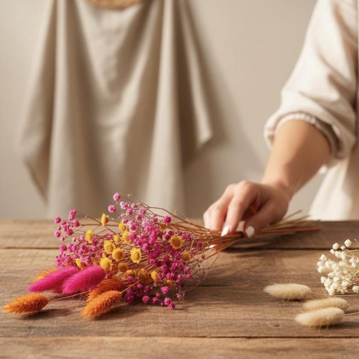 Tauschpaket Blumen Flowerbar® "Feuerblüte" Trockenblumen haltbar, nachhaltig getrocknete Blumen, Blumenpaket für Holzleiste