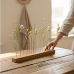 FlowerBar® "Sommerwiese" Trockenblumen Flowergram & edle Eiche, Holz Arrangement, getrocknete Blumen, haltbar