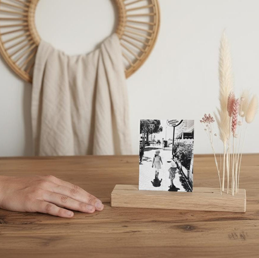 FlowerBar® Memories "Zuckerwatte" Trockenblumen Flowergram & edle Eiche, Holz Arrangement, getrocknete Blumen, haltbar