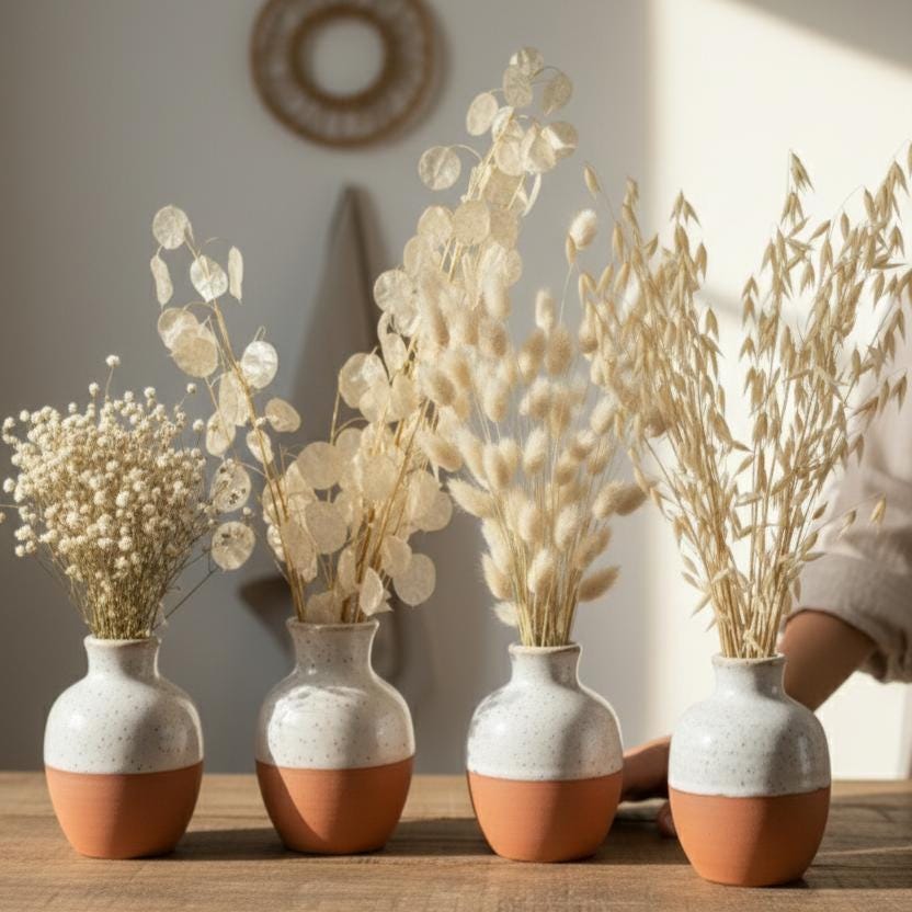Trockenblumen Weiß | Lino, Statice, Lunaria, Lagurus, Phalaris, Acroclinium, Hafer & Baumwolle | Deko, FlowerBar, Hochzeit und DIY