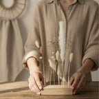 FlowerBar®"Fata Morgana" Boho Trockenblumen Arrangement auf Holz, getrocknete Blumen, haltbar, Geschenkidee, DIY Dekoration
