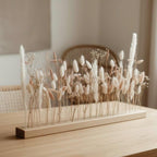 FlowerBar® "Zuckerwatte" Trockenblumen Flowergram & edle Eiche, Holz Arrangement, getrocknete Blumen, haltbar