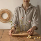 FlowerBar® "Fliederleicht" Trockenblumen Flowergram & edle Eiche, Holz Arrangement, getrocknete Blumen, haltbar