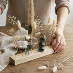 FlowerBar® "Fernweh" Trockenblumen Flowergram & edle Eiche, Holz Arrangement, getrocknete Blumen, haltbar