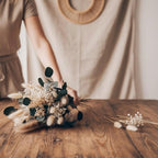 FlowerBar® "Fernweh" Trockenblumen Flowergram & edle Eiche, Holz Arrangement, getrocknete Blumen, haltbar