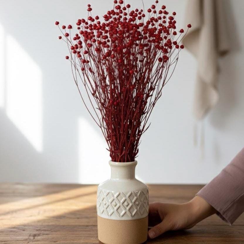 Trockenblumen rot | Achillea, Schleierkraut, Phalaris, Eukalyptus, Weizen | Deko, FlowerBar, Hochzeit & DIY