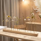 FlowerBar® "Sommerwiese" Trockenblumen Flowergram & edle Eiche, Holz Arrangement, getrocknete Blumen, haltbar
